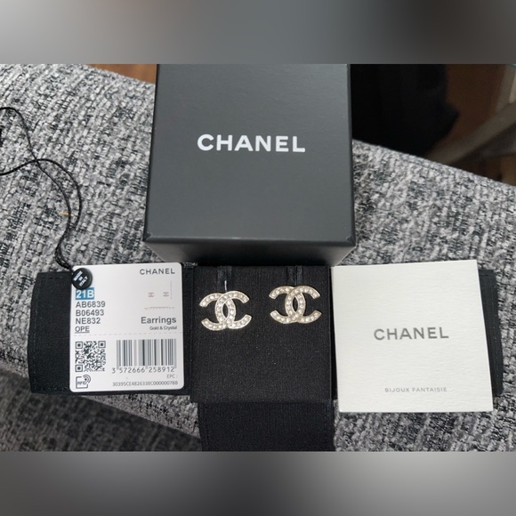 CHANEL Jewelry - Brand New Authentic CC Gold Studs